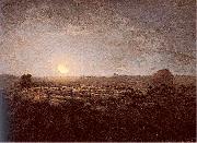 Jean-Franc Millet The Sheep Meadow Moonlight Spain oil painting artist